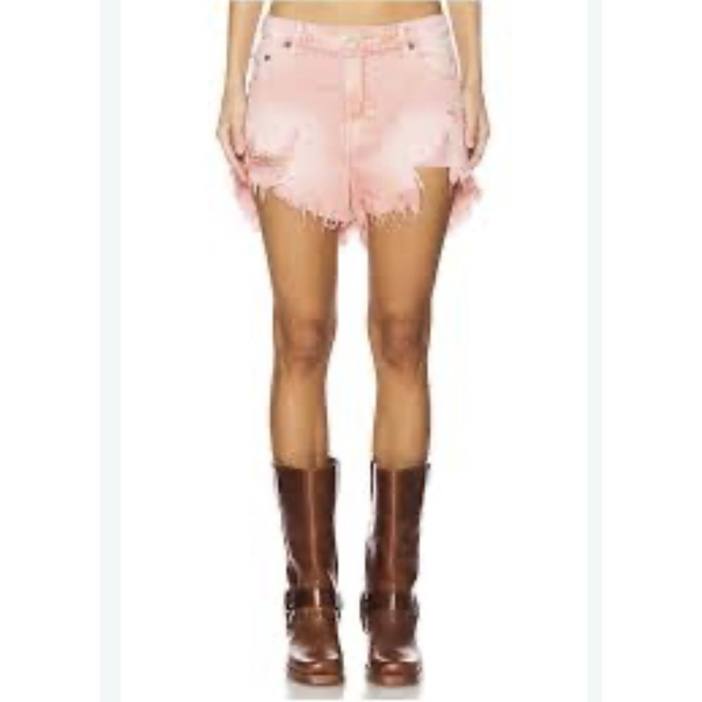 One Teaspoon Outlaw Denim Shorts Sz 30 Pink Washed High Rise Western Raw Hem
